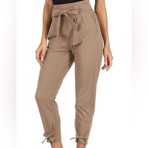 Womens Casual High Waist Pencil Pants with Bow-Knot Pockets